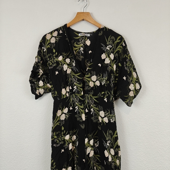 Reformation Lemongrass Floral Boho Wide Leg Jumpsuit V-neck Peek-a-boo Bodice 10 - Picture 9 of 16